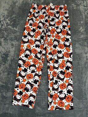 Hello Kitty Halloween Pajama Pants Small Pumpkin Cat Print Sleepwear